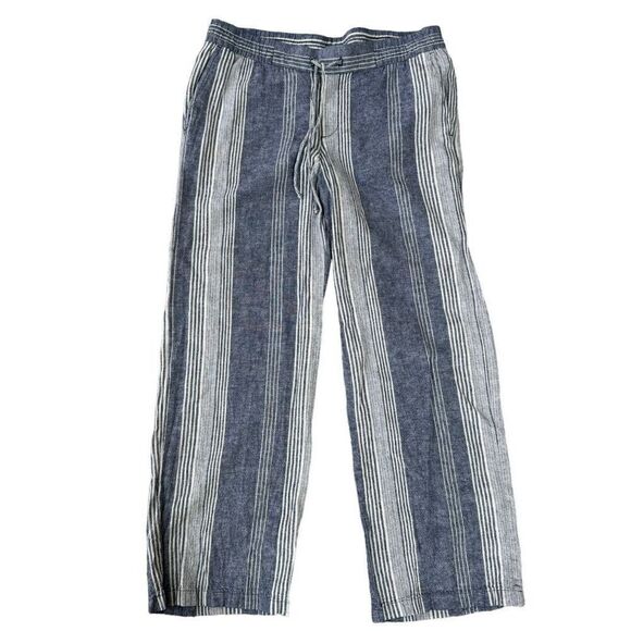 Old Navy Pants - Old Navy Linen Blend Striped Drawstring Pants Sz M